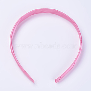 Plastic Hair Band Findings, Covered with Polyester, Hot Pink, 110~115mm(OHAR-WH0011-01H)