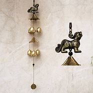 Alloy Wind Chimes Hanging Ornaments, with Bell, Pi Xiu, 570x62mm(WICH-PW0002-03B)
