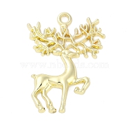 Alloy Pendants, Deer, Real 14K Gold Plated, 40.5x30.3x3.1mm, Hole: 2.6mm(FIND-K018-02G)