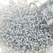 TOHO Round Seed Beads, Japanese Seed Beads, (2101) Silver Lined Grey Opal, 11/0, 2.2mm, Hole: 0.8mm, about 1103pcs/10g(X-SEED-TR11-2101)