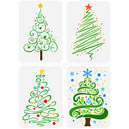 4Pcs 4 Styles PET Hollow Out Drawing Painting Stencils, for DIY Scrapbook, Photo Album, Christmas Tree Pattern, 297x210mm, 1pc/style(DIY-WH0394-0077)