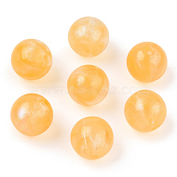 Opaque Acrylic Beads, Glitter Beads, Round, Orange, 10.5~11mm, Hole: 2mm, about 510pcs/500g(OACR-E014-19B-02)