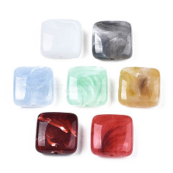 Acrylic Beads, Imitation Gemstone Style, Square, Mixed Color, 20x20x9mm, Hole: 1.6mm, about 150pcs/500g(OACR-N131-020)