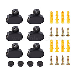 Zinc Alloy Glass Fixation Clamp Accessories, with Plastic Plug, Black, 29.5x8mm, Hole: 4.3mm, 4pcs/set(SW-TAC0001-29)