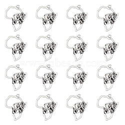 Tibetan Style Alloy Pendants, Africa Map with Elephant, Antique Silver, 29.5x23.5x5mm, Hole: 1.4mm, 30pcs/box(FIND-DC0002-67)