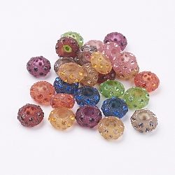 Resin Rhinestone European Beads, Large Hole Beads, Rondelle, Mixed Color, 13x7mm, Hole: 6mm(OPDL-J002-M)