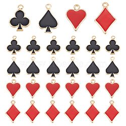 40Pcs 4 Style Alloy Enamel Pendants, Playing Cards Style, Golden, Heart & Spade & Club & Diamond, Mixed Color, 17~20x12~20x2mm, Hole: 1.8mm, 10pcs/style(FIND-CA0005-53)
