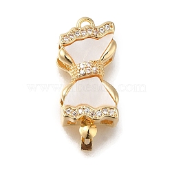 Brass Micro Pave Clear Cubic Zirconia Box Clasps with Acrylic, Bowknot, Real 18K Gold Plated, 24x10x7mm, Hole: 1.5mm(KK-H480-05G)