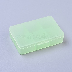 Plastic Boxes, Bead Storage Containers, 6 Compartments, Rectangle, Light Green, 8.5x5.8x2.1cm, compartment: 2.5x2.5cm, 6 Compartments/box(X-CON-L009-12A)