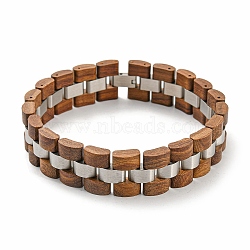 Wooden Watch Band Bracelets for Women Men, with 304 Stainless Steel Clasp, Sienna, 9-5/8 inch(24.5cm)(BJEW-M306-03P)