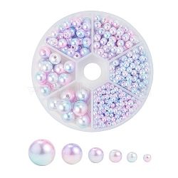 Rainbow ABS Plastic Imitation Pearl Beads, Gradient Mermaid Pearl Beads, Round, Sky Blue, 3x2.5mm, Hole: 1mm(OACR-CJ0001-01)