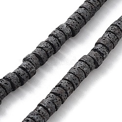 Natural Lava Rock Beads Strands, Frosted, Disc, Heishi Beads, 4~4.5x2mm, Hole: 1mm, about 162pcs/strand, 15.94''(40.5cm)(G-H303-C12)