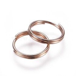 304 Stainless Steel Split Rings, Double Loops Jump Rings, Rose Gold, 8x1mm, Inner Diameter: 7mm, Single Wire: 0.5mm(STAS-E484-70A-RG)