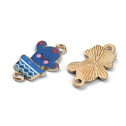 Alloy Enamel Links, Cactus Connector Charms, Golden, Steel Blue, 23x13x1.5mm, Hole: 1.8mm(ENAM-CJC0006-68C)