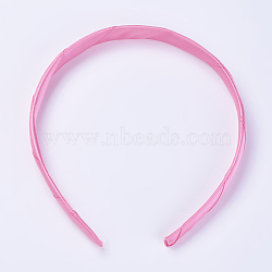 Plastic Hair Band Findings, Covered with Polyester, Hot Pink, 110~115mm(OHAR-WH0011-01H)