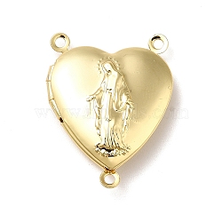 Rack Plating Brass Locket Connector Charms, Long-Lasting Plated, Cadmium Free & Lead Free, Heart, Real 18K Gold Plated, 25x19.5x6mm, Hole: 1.4mm, inner diameter: 13x13mm.(KK-K269-07G-RS)