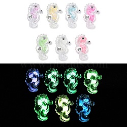10Pcs Transparent Luminous Acrylic Pendants, Glow in the Dank, Sea Horse, 34x20.5x7.5mm, Hole: 1.6mm(TACR-FP0001-02B)