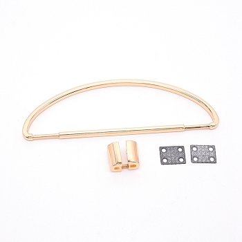 Alloy Bag Handles, with Iron Shim & Screws, Bag Replacement Accessories Light Gold, 52x159x4mm
