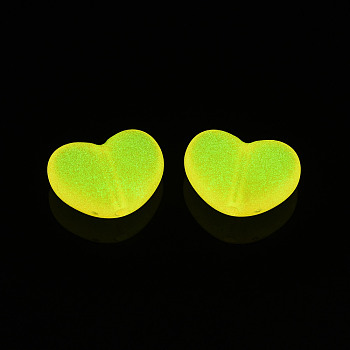 Luminous Acrylic Beads, Heart, Orange, 15.5x21x9.5mm, Hole: 2mm