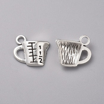 Tibetan Style Alloy Charms, Measuring Glass, Antique Silver, 14x14x4mm, Hole: 2mm