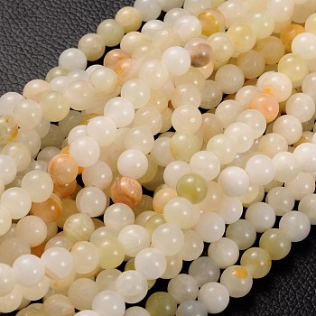 Natural Gemstone Beads Strands, Flower Jade, Round, about 8mm in diameter, hole: about 1mm, 15~16 inch