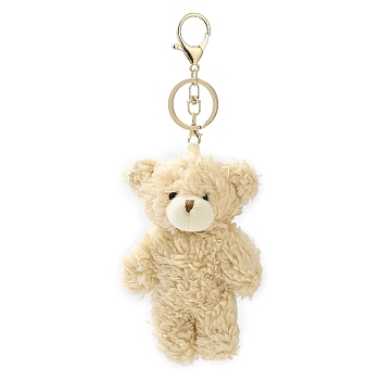 Cute Cotton Keychain, with Iron Key Ring, for Bag Decoration, Keychain Gift Pendant, Bear, 20cm