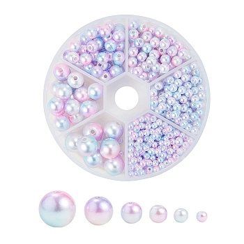 Rainbow ABS Plastic Imitation Pearl Beads, Gradient Mermaid Pearl Beads, Round, Sky Blue, 3x2.5mm, Hole: 1mm