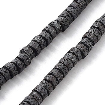 Natural Lava Rock Beads Strands, Frosted, Disc, Heishi Beads, 4~4.5x2mm, Hole: 1mm, about 162pcs/strand, 15.94''(40.5cm)
