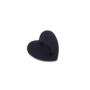 Zinc Alloy Cell Phone Heart Holder Stand, Finger Grip Ring Kickstand, Black, 2.4cm