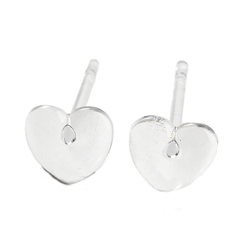 Resin Stud Earring Findings, Heart, Clear, 6x5.5mm, Pin: 0.8mm