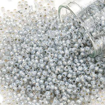 TOHO Round Seed Beads, Japanese Seed Beads, (2101) Silver Lined Grey Opal, 11/0, 2.2mm, Hole: 0.8mm, about 1103pcs/10g