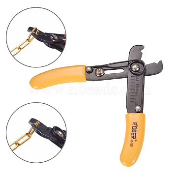 Iron Pliers, Quick Link Connector & Remover Tool, for Opening and Clamping Unwelded Link Chain, with Random Color Plastic Handle Cover, Gunmetal, 120x96x9mm(X-TOOL-O001-04)