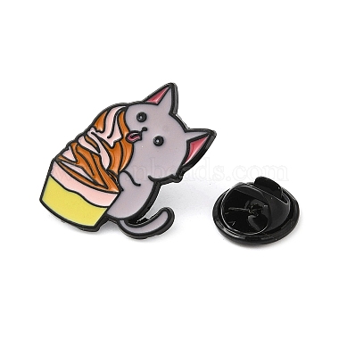 gato con alfileres de esmalte de helado(JEWB-E026-01EB-02)-3