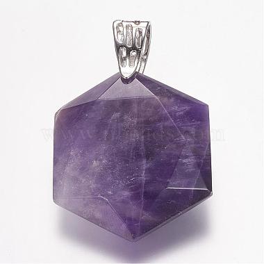 Natural Amethyst Gemstone Pendants(G-E338-09K)-2