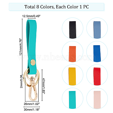 AHADERMAKER 8Pcs 8 Colors PU Leather Keychains(KEYC-GA0001-20)-2