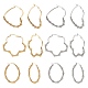 Unicraftale 6 Pairs 6 Style Heart & Flower & Oval 304 Stainless Steel Wire Wrapped Hoop Earrings(EJEW-UN0001-84)-1