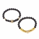 2Pcs 2 Style Synthetic Hematite & Black Stone & Natural Obsidian Stretch Bracelets Set with Cubic Zirconia Skull(BJEW-JB08120-01)-4