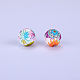 Printed Round with Flower Pattern Silicone Focal Beads(SI-JX0056A-172)-1