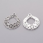 Tibetan Style Alloy Pendants, Christmas Wreath, Cadmium Free & Nickel Free & Lead Free, Antique Silver, 29x25x1.5mm, Hole: 3mm(LF9866Y-NF)