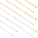 12Pcs 316L Surgical Stainless Steel Paperclip Chain Necklaces, Golden & Stainless Steel Color, 16.54~18.50 inch(42~47cm)(NJEW-HS00005)