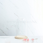 Glass Dome Cover, Decorative Display Case, Cloche Bell Jar Terrarium with Wood Base, for DIY Preserved Flower Gift, Clear, 120x220mm(PW-WG0D608-05)