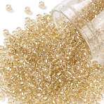TOHO 8/0 Round Beads, Japanese Seed Beads, (1816) Transparent Rainbow Light Topaz, 3mm, Hole: 1mm, about 1110pcs/50g(SEED-XTR08-1816)