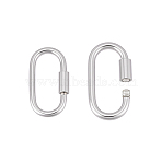 2Pcs 2 Styles 925 Sterling Silver Locking Carabiner Clasps, Oval, Platinum, 13.5~15x7~8.5x1.15~1.5mm, 1pc/style(STER-PH0003-92)