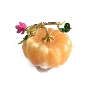 Natural Calcite Carved Healing Pumpkin Figurines, Reiki Energy Stone Display Decorations, 60x55mm(PW-WG23464-02)