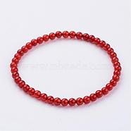 Natural Carnelian(Dyed & Heated) Beaded Stretch Bracelets, with Elastic Fibre Wire, 2-1/4 inch(55mm)(BJEW-JB02459-03)