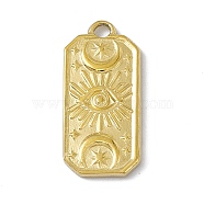 304 Stainless Steel Pendants, Rectangle with Moon & Eye & Star, Golden, 22.5x10.5x2mm, Hole: 2mm(STAS-P316-01G)
