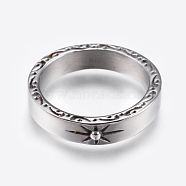 304 Stainless Steel Rings, Sun, Antique Silver, Size 9, 19mm(RJEW-G092-17-19mm)