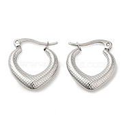 304 Stainless Steel Hoop Earrings for Women, Heart, Stainless Steel Color, 21x3.5mm(EJEW-M224-01P)