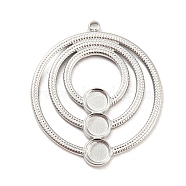 304 Stainless Steel Pendant Cabochon Settings, Triple Ring, Stainless Steel Color, Tray: 4mm, 29x25x1.5mm, Hole: 1.5mm(X-STAS-P333-03P)