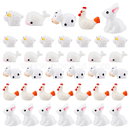 PandaHall Elite 50Pcs 5 Style Opaque Resin Mini Animal Sculptures, Figurines, Dollhouse Accessories, Photography Props, White, 16~28.5x10~26x9~24mm, 10pcs/style(DJEW-PH0001-20)